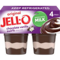 Jell-O Original Chocolate Vanilla Swirls Ready-to-Eat Pudding Cups Snack, 4 Each