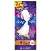 Always Radiant Radiant Overnight Pads, Size 4, 20 Each