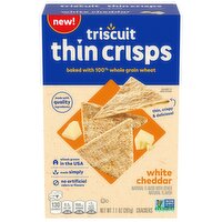 TRISCUIT Thin Crisps White Cheddar Whole Grain Wheat Crackers, Lunch Snacks, Snack Crackers, 7.1 Ounce