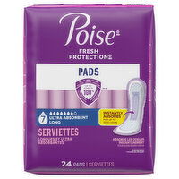 Poise Fresh Protection 7 Ultra Absorbent Long Pads, 24 Each
