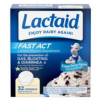 Lactaid Lactase Enzymes Supplement, Fast Act, Vanilla Twist Flavor, Chewables, 32 Each