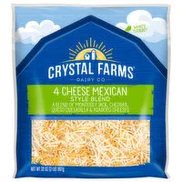 Crystal Farms Cheese Blend, 4 Cheese, Mexican Style, 32 Ounce