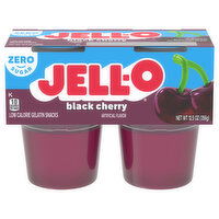 Jell-O Zero Sugar Black Cherry Flavor Gelatin Snack Cups, 4 Each