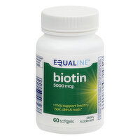 Equaline Biotin, 5000 mcg, Softgels, 60 Each