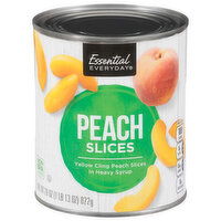 Essential Everyday Peach Slices, in Heavy Syrup, Yellow Cling, 29 Ounce