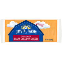 Crystal Farms Cheese, Sharp Cheddar, Wisconsin, 8 Ounce