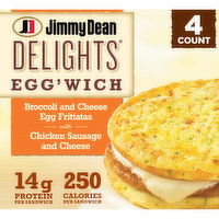 Jimmy Dean Delights Delights Egg’wich Breakfast Sandwiches with Broccoli and Cheese Egg Frittatas with Chicken Sausage and Cheese, Breadless, Frozen, 4 Each