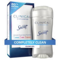 Secret Clinical Strength Clinical Strength Clear Gel Antiperspirant and Deodorant, Completely Clean, 2.6 oz, 2.6 Ounce