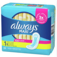 Always Size 1 Unscented Maxi Regular Pads, 24 Each