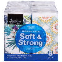 Essential Everyday Facial Tissues, Soft & Strong, Premium, White, Two-Ply, Pocket Pack, 8 Pack, 8 Each