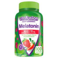 Vitafusion Melatonin, Max Strength, 10 mg, Gummies, Natural Strawberry Flavor, 100 Each