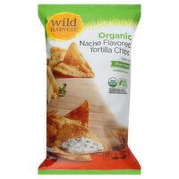 Wild Harvest Tortilla Chips, Organic, Nacho Flavored, 9 Ounce