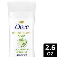 Dove 0% Aluminum Deodorant Stick Cucumber And Green Tea, 2.6 Ounce