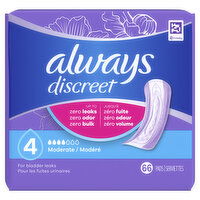 Always Discreet Moderate Absorbency, Regular Length, 66 Each