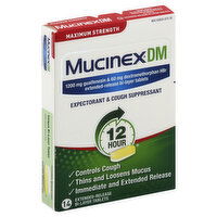 Mucinex DM Expectorant & Cough Suppressant, 12 Hour, Maximum Strength, Extended-Release Bi-Layer Tablets, 14 Each