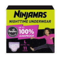 Ninjamas Nighttime Bedwetting Underwear Girl Size L, 11 Each