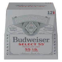Budweiser Select 55 Beer, Light Lager, Premium, 12 Each
