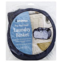 Whitmor Laundry Basket, Pop and Fold, Blue, 1 Each