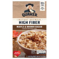 Quaker Instant Oatmeal, High Fiber, Maple & Brown Sugar, 8 Each