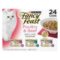 Fancy Feast Grilled Collection Cat Food, Poultry & Beef, 24 Each