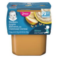 Gerber Cereal, Apple Banana with Oatmeal, Sitter, 2nd Foods, 2 Pack, 2 Each