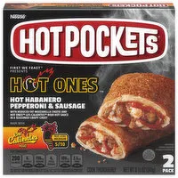 Hot Pockets Hot Ones Sandwiches, Seasoned Crispy Crust, Hot Habanero Pepperoni & Sausage, 2 Pack, 2 Each