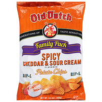 Old Dutch Foods Potato Chips, Spicy Cheddar & Sour Cream Flavored, Rip-L, Family Pack, 9.5 Ounce