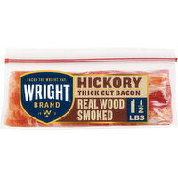 Wright Brand Hickory Real Wood Smoked Thick Cut Bacon, Stack Pack, 24 Ounce