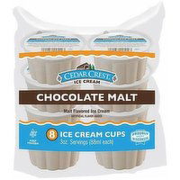 Cedar Crest Chocolate Malt Ice Cream Cups, 8 Pack, 24 Ounce