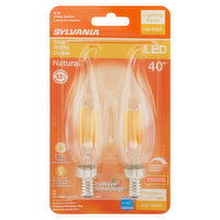 Sylvania Natural Light Bulbs, LED, Soft White Opale, Clear, 4 Watts, 2 Each