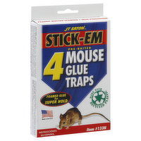 JT Eaton Stick-Em Glue Traps, Mouse, Peanut Butter Scented, 4 Each