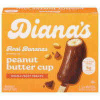 Diana's Gluten Free Peanut Butter and Milk Chocolate Frozen Fresh Fruit Banana Sticks, 4 Each