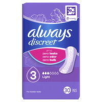 Always Discreet Light Absorbency, Regular Length, 30 Each
