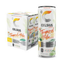 CELSIUS Sparkling Tropical Vibe, Essential Energy Drink, 4 Each