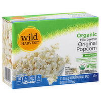 Wild Harvest Microwave Popcorn, Organic, Original, 3 Each