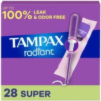 Tampax Radiant Tampons, with LeakGuard Braid, Super, 28 Each