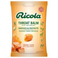Ricola Throat Balm, Caramel Flavor, Drops, 34 Each
