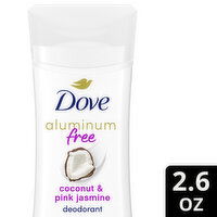 Dove 0% Aluminum Deodorant Stick Coconut And Pink Jasmine, 2.6 Ounce