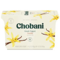 Chobani Yogurt, Non-Fat, Greek, Vanilla, Blended, Value 4 Pack, 4 Each