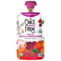 Once Upon a Farm No Added Sugar Organic OhMyMega Veggie! Fruit & Veggie Blend, 3.2 Ounce