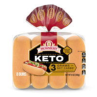 Brownberry Keto White Buns, 8 count, 12 oz, 8 Each