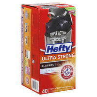 Hefty Tall Kitchen Bags, Drawstring, Ultra Strong, 13 Gallon, Blackout, Scent Free, 40 Each