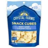 Crystal Farms Cheese, White Sharp Cheddar, Snack Cubes, 6 Ounce