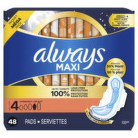 Always Maxi Maxi Overnight Pads with Wings, Size 4, 48 Each