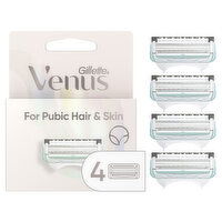 Venus Pubic Hair and Skin, Women's Razor Blades, 4 Each