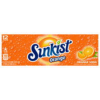 Sunkist Soda, Orange, 12 Pack, 12 Each