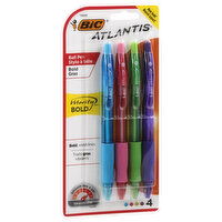 BiC Atlantis Velocity Bold Ball Pens, Assorted, 4 Each