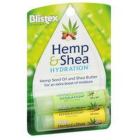 Blistex Hemp & Shea Hydration Lip Moisturizer, Vanilla Mint/Pina Colada, 2 Pack, 2 Each