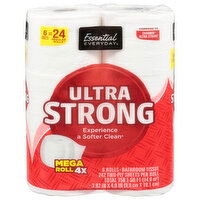 Essential Everyday Bathroom Tissue, Ultra Strong, Mega Rolls, Two-Ply, 6 Each