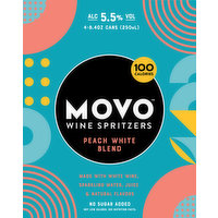 Movo Wine Spritzers, Peach White Blend, 4 Each